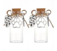 CREATCABIN Bouteille Souvenir Verre pour Poils d'animaux Ornée Pendentifs Forme Cœur Patte D'Aile Chien Urne Funéraire Verre pour Cendres d'animaux Chien Chat Cadeau 2.2x5.2cm à Jamais dans Mon Cœur