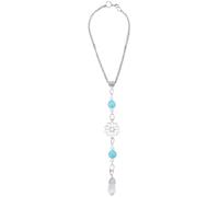 CREATCABIN Breloques Rétroviseur Voiture Forme Fleur Cristal Style Bohème Suspendre au Rétroviseur Voiture Décoration Voiture Attrape Soleil Cristaux Guérison Pierres Cadeau pour Famille 13.8cm Bleu