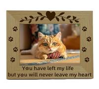 CREATCABIN Cadre Photo Bois Pattes d'animaux Compagnie,Présentoir Gravé,Table Bois Suspendre Mur,Cadeau Commémoratif Noël,21.8x16.8cm,Vous Avez Quitté Ma Vie mais Vous Ne Quitterez Jamais Mon Cœur