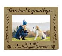 CREATCABIN Cadre Photo Commémoratif pour Animaux Compagnie,Empreintes Pattes,Cadres Photo Bois Gravés,Cadre Carte Postale Table Bois pour Cadeaux d'anniversaire,21.8x16.8cm,Je T'Aimerai pour Toujours