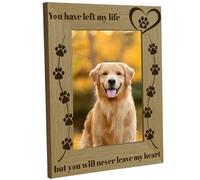 CREATCABIN Cadre Photo Commémoratif pour Chien Cadre Photo avec Empreinte Patte d'animal Compagnie Tu As Quitté Ma Vie mais Tu Ne Quitteras Jamais Mon Cœur Cadeau Perte d'un Animal 16.8x21.8cm
