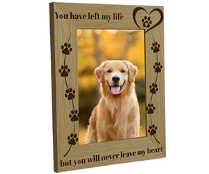 CREATCABIN Cadre Photo Commémoratif pour Chien Cadre Photo avec Empreinte Patte d'animal Compagnie Tu As Quitté Ma Vie mais Tu Ne Quitteras Jamais Mon Cœur Cadeau Perte d'un Animal 16.8x21.8cm