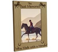 CREATCABIN Cadre Photo en Bois Gravé pour Cheval 4x6 Support Mural pour Affiche Impression Cadre Marron pour Amoureux des Chevaux Décoration de Table 15x20cm