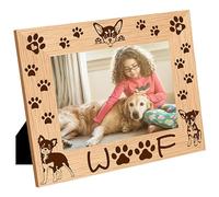 CREATCABIN Cadre Photo en Forme Patte d'animal Compagnie Cadre Photo Bois Gravé Cadre Table Bois pour Carte Postale Suspendre Galerie Murale Anniversaire Noël Cadex Maison Décoration Bure 21.8x16.8cm