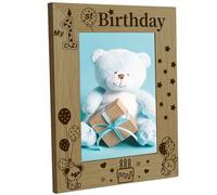 CREATCABIN Cadre Photo Mon Premier Anniversaire Cadres Photo Bois 1er Anniversaire Affichage Gravé 4x6 Cadres Carte Postale Table Bois Verticaux pour Galerie Suspendue Anniversaire Cadeaux Bureau