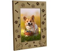 CREATCABIN Cadre Photo pour Animaux,Compagnie avec Pattes,Chien-Cadre Photo Vertical Bois Naturel-Présentoir Commémoratif,Table-4"X6" cadeau Photo pour Chien,Chat,Famille,Anniversaire,Noël-21.8x16.8cm