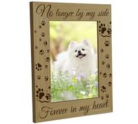 CREATCABIN Cadres Photo Cadre Photo Bois Affichage D'Images 4x6 Support Mural Affiche Empreinte Patte Cadre Marron Cadeaux Commémoratifs pour Chien 15x20cm Plus Mes Côtés pour Toujours dans Mon Cœur