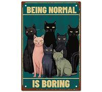 CREATCABIN Chat étain Signe Métal Vintage être Normal Est Ennuyant Affiche Rétro Peinture Plaque Signe En Fer Décor Mural Art Mural Suspendu Pour Salon Maison Café Décoration Noël Cadeau 12 X 8 Pouces