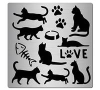 CREATCABIN Chat Métal Die Pochoirs Découpe Plaques Matrices de Découpe Patte d'amour Divers Chats Animaux pour Peinture DIY Scrapbooking Artisanat Album Photo Décoratif Gaufrage Papier Carterie 6.3 x