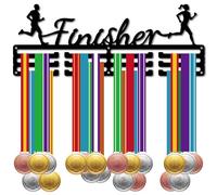 CREATCABIN Cintre Médaille Finition,Présentoir Médailles,Support Sport,Support Mural,Décor Fer,Cintres Médailles Métal,Organisateur pour Suspendre Plus 60médailles,Coureur Course,Rubans Course,40x15cm