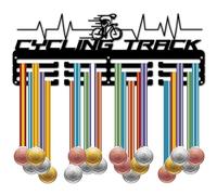 CREATCABIN Cintre Médailles Cyclisme sur Piste,Support Mural pour Médailles Sport,Cadre Fer,Crochet pour Suspendre Plus 60 médailles,Équitation,Vélo,Récompenses,Médaillés,Cadeaux Cavalier,40x15cm