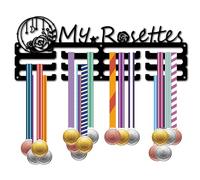 CREATCABIN Cintres Médailles Présentoir Porte-Médailles Métal Suspendre Récompenses D'Athlètes Décoration Murale Fer Plus 60 médailles pour Femmes Danse Course Pied Noir Cadeau 40x15cm Mes Rosaces