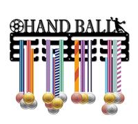 CREATCABIN Cintres pour Médailles Handball,Support Médailles Sport Métal Suspendre pour Récompenses D'Athlètes,Support Mural Fer pour la Course à Pied,la Natation,Le Football,Noir,40x15cm