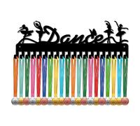 CREATCABIN Danse Cintre Porte-Médaille Organisateur Étagère Fer Métal Porte-Médaille Support Cadre Décor Suspendre au Mur avec 20 Crochets pour Femme Danseuse Ballet Gymnastique Noir 40x12.6 cm