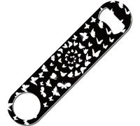 CREATCABIN Décapsuleur Plat en Métal avec Lame Papillon en Acier Inoxydable Imprimé pour Bar,Pub,Barmen,Maison,Cuisine,Camping,Fêtes,Cadeau Fête des Pères,Saint-Valentin,Anniversaire,Noir 4x18cm