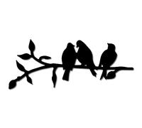 CREATCABIN Décoration Murale Bois avec Oiseaux sur Branche Décoration Murale Suspendre Forme Tranche Ornements Noirs Projet Artistique pour Extérieur,Jardin,Cadeau Noël Personnalisé,Cuisine 12x30cm