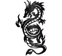 CREATCABIN Décoration Murale en Métal avec Dragon Noir Sculpture de Dragon Asiatique Japonais Chinois à Suspendre Décoration Murale Creuse pour Salon Bureau Extérieur Jardin Balcon 30x13.5cm