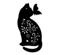 CREATCABIN Décoration Murale en Métal Chat Animal Papillon Décoration Murale Silhouette Sculpture Ornements Signe de Fer pour Intérieur Extérieur Maison Salon Cuisine Jardin Bureau Décoration Cadeau
