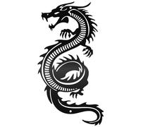 CREATCABIN Décoration Murale en Métal Dragon en Fer Noir-Sculpture Dragon Chinois Japonais Suspendre-Décoration Murale Gothique-Décoration pour Intérieur,Extérieur,Salon,Maison,Bureau-30x16cm