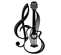 CREATCABIN Décoration Murale en Métal Instruments de Musique Signes Muraux Noirs Guitare Fer Suspendu Ornement en Métal Sculpture pour Balcon Jardin Maison Salon Décoration Extérieur Intérieur Cadeaux