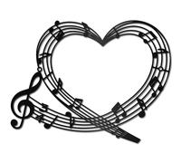 CREATCABIN Décoration murale en métal - Thème de la musique en forme de cœur - Décoration murale en fer - Sculpture d'amour bohème pour les amateurs de musique, les musiciens et les chambres à coucher