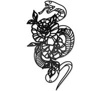 CREATCABIN Décoration Murale Métal Serpent Art Mural Serpent Décoration Murale Gothique Noire Florale Panneaux Muraux Fer Découpés au Laser Décoration Murale Esthétique Sorcière Art Mural 30x16cm