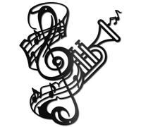 CREATCABIN Décoration Murale Musicale Métal Note Musique-Sculpture Murale Suspendre-Décoration Murale Noire-Cadeau Moderne pour Amateurs Musique,Chambre Coucher,Salon,Salle Classe,Bureau-30x25cm