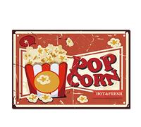 CREATCABIN Enseigne en Métal Pop Corn Chaud Frais Rétro Vintage Drôle Mur Art Mural Suspendu Peinture de Fer pour la Maison Jardin Bar Pub Cuisine Salon Bureau Plaque 12x8 Pouce