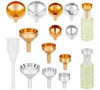 CREATCABIN Ensemble 12 Mini Entonnoir Aluminium 3 Tailles Différentes avec 3 pipettes Compte Gouttes Plastique Trémie Dorée pour Remplissage Petits Flacons Cosmétiques D'Huiles Essentielles Capsules