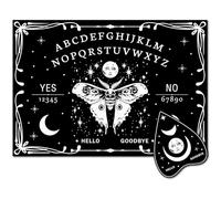 CREATCABIN Ensemble Planches Esprit Bois pour Divination Radiesthésie avec Planchette pour Raconter Messages Métaphysiques Outil Décoration Salle pour Objets Sorcière Wicca 30x21cm Papillon Noir
