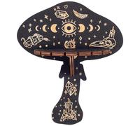 CREATCABIN Étagère Murale Cristal Champignon Bois-Étagère Flottante Contre Mauvais Œil-Support pour Pendule Radiesthésie-Rangement Rustique pour Objets Sorcière-pour Suspendre Rocher,Cadeau-17.6x15cm