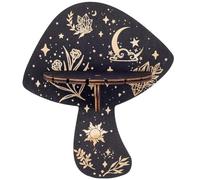 CREATCABIN Étagère Murale Cristal Forme Champignon Bois-Étagères Flottantes Rustiques-Support Pendule Radiesthésie-Présentoir Rangement Objets Sorcière pour Pierres Précieuses Spirituelles-17.7x15cm
