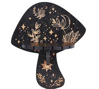 CREATCABIN Étagère murale en cristal champignon rustique en bois flottant pour ranger des objets de sorcellerie, pierres précieuses, méditation, cadeau spirituel, noir, 17,8 x 15,2 cm
