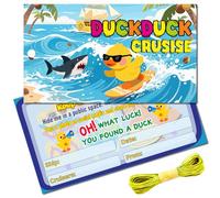 CREATCABIN Étiquettes Caoutchouc pour Canards Croisière Cartes Canard Papier Requin Bateau Croisière Cache Canards Kit Cartes avec Trou et 50 mètres Ficelle Jute pour Bagages Récompenses Carnaval
