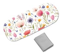 CREATCABIN Étui à Lunettes à Coque Rigide en Cuir avec Motif Fleurs Étui à Lunettes Soleil Étui Protection Fin et Portable à Clapet avec Chiffon Nettoyage pour Femmes et Hommes Cadeau 16.2x6.4x3.9cm