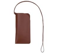 CREATCABIN Étui à Lunettes de Soleil en Cuir Souple et Portable Fin et Léger avec Sangle de Cou Idéal pour Les Voyages pour Femmes et Hommes 16.5x8.2cm Sienna