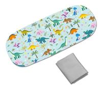 CREATCABIN Étui à Lunettes de Soleil Rigide en Cuir PU Étui Portable avec Pochette de Rangement et Chiffon de Nettoyage Doux pour Femmes et Hommes Idéal pour les Voyages Motif Dinosaure 16.2x6.4x3.9cm
