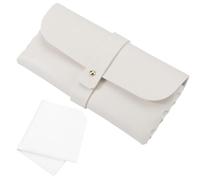 CREATCABIN Étui à Lunettes Souple en Cuir Pochette Fine pour Lunettes de Soleil Étui de Voyage Portable Sac de Rangement Housse Protection Légère avec Boucle Clou pour Femmes Hommes Blanc 16.5x8.3cm