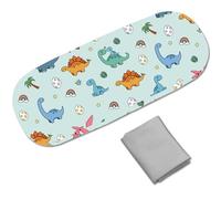 CREATCABIN Étui Lunettes Coque Rigide Cuir pour Lunettes Soleil Étui Lunettes Fin et Portable Étui Lunettes Housse Protection Clapet avec Chiffon Nettoyage pour Femmes Hommes Dinosaure 16.2x6.4x3.9cm