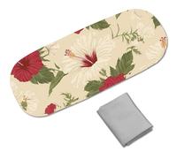 CREATCABIN Étui Lunettes Cuir Rigide pour Lunettes Soleil Étui Fin et Portable Pochette Protection Clapet avec Chiffon Nettoyage pour Femmes et Hommes Fleurs 16.2x6.4x3.9cm