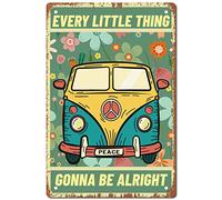 CREATCABIN Every Little Thing Gonna Be Alright Peace Plaque en Métal Vintage Rétro Décoration Murale Maison Plaque Affiche pour Maison Bar Pub Jardin Cuisine Café Garage Décoration 12 x 8,(5) cm