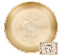 CREATCABIN Hexagram Tarot Plaque D'Autel Rituel Bougeoir Plateau D'Aromathérapie Bols Offrant Une Plaque Cérémonie D'Encens avec Carte D'Autel Décoration D'Intérieur pour Wiccan Mariage Doré 14x14cm