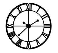 CREATCABIN Horloge Murale en Métal Art Décor Noir Signes Muraux Fer Suspendu Métal Ornement Sculpture pour Balcon Jardin Maison Salon Cuisine Chambre Décoration Extérieur Intérieur Bureau Cadeaux 11.8