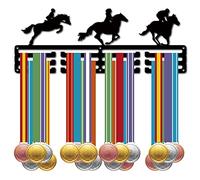 CREATCABIN Horsemanship Medal Hanger Display Sports Medal Holder Over 60+ Medals Award Iron Holder Rack Frame Equestrian Hanging for Medalist Runner Gymnastics Marathon Swimming Gift 15.7 x 5.9 inch
