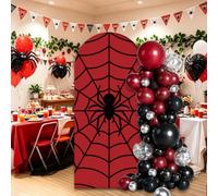 CREATCABIN Housse D'Arche Mariage Spandex Extensible 180x80cm avec Support | Motif Araignée Rouge Double Face pour Décoration D'Arche Chiara Idéale pour Fêtes Anniversaires Banquets Cérémonies