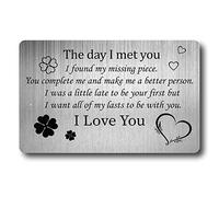 CREATCABIN I Love You Wallet Card Insert de Portefeuille Gravé Insert de Carte de Portefeuille en Métal Anniversaire Mini Notes d'amour Cadeau pour Femmes Hommes Petite Amie Petit Ami Fiancé Saint
