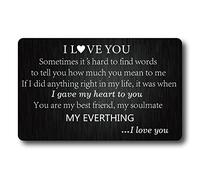 CREATCABIN I Love You Wallet Insert Card Gravé Wallet Insert Carte de Portefeuille en Métal Anniversaire Romantique Mini Notes d'amour Cadeau pour Hommes Mari Petit Ami Fiancé Saint Valentin Mariage