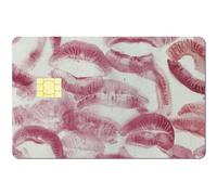 CREATCABIN Impressions Lèvres Skins Cartes Crédit Autocollant Carte Débit Couvrant sans Bulle Slim Autocollant Protection Personnalisé Carte Bancaire PVC Imperméable pour Transport Carte 18.6x13.7cm