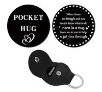 CREATCABIN Jeton Poche pour Câlin Souvenir Relation Longue Distance Jeton Acier Inoxydable Vrac avec Porte Clés Cuir Cadeau Inspirant pour Petit Ami Petite Amie Fils Frère Mari Famille Frère 3x3cm