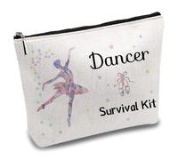 CREATCABIN Kit Survie Danseuse Toile,Trousse Maquillage,Trousse Cosmétiques,Trousse Stylos Multi-Usages avec Fermeture Éclair,Trousse Toilette Voyage,Pochettes pour,Amies,Sœurs,Fans,Amitié,25x18cm
